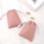 Hot Sale Custom Logo Emboss Pink Pu Leather Drawstring Bag Sunglasses Power Bank Waterproof Leather Pouch