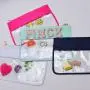 DIY Chenille Letter Travel Simple Waterproof Sun Glasses Zipper Pouch Preppy Plastic Plain Makeup Bag Clear Cosmetic Bag