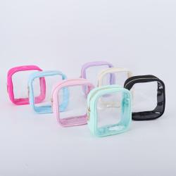 Keymay Stock 7 Colors S M L XL size Waterproof Pvc Clear Zipper Pouches Set Travel Bags For Toiletries Approved Clear Makeup Bag