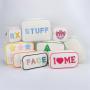 Bright Multi-color Custom DIY Embroidery Letter Patches Gold Zipper Zip Cute Style Natural Pouch Travel Canvas Cosmetic Bag