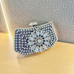 New arrival rhinestone party handbag flower clutch bag bridal purse crystal box evening bags for woman