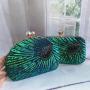 Cross-border New Evening Bags Hard Shell Peacock Clutch Bag Wholesale Jewelry Cosmetic Bag