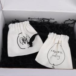 Custom Logo Printing Brush Canvas Jewelry Storage Drawstring Bag Necklace Bracelet Jewelry Pouch