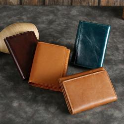 Hot Sale RFID Anti-Theft Man Leather Purse Casual Wallets Vintage Slim Wallet custom leather wallet for men credit card holder