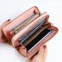 ZR872 Women's Wallet Long Handbag PU Double-layer Zipper Coins Wallet Purse Stylish Contrast Color Mobile Phone Bag Card Holder