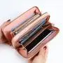 ZR872 Women's Wallet Long Handbag PU Double-layer Zipper Coins Wallet Purse Stylish Contrast Color Mobile Phone Bag Card Holder