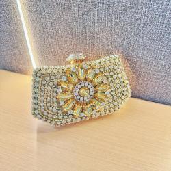 New arrival rhinestone party handbag flower clutch bag bridal purse crystal box evening bags for woman