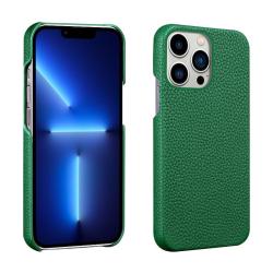 Caja Del Telefono De Cuero Genuino Customized Luxury Pebbled Leather Mobile Cell Phone Case Back Cover For Iphone 13 14 Pro Max