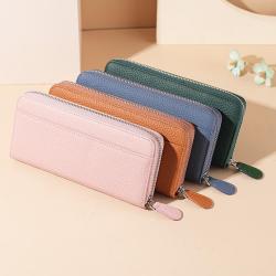 Genuine leather long multi card high-end men's and women's handbags