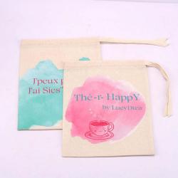 Custom Hot Stamping Recyclable Cotton Muslin Gift Packaging Bag Custom Logo Printed Cosmetic Toys Storage  Dust Cotton Pouch