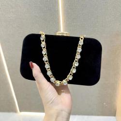 New Handbag Banquet Rhinestone Women Purse Velvet Clutch Bag Red Evening Bags For Ladies pochette femme