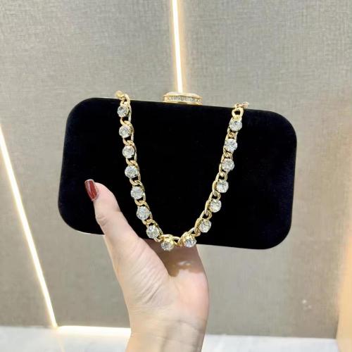 New Handbag Banquet Rhinestone Women Purse Velvet Clutch Bag Red Evening Bags For Ladies pochette femme