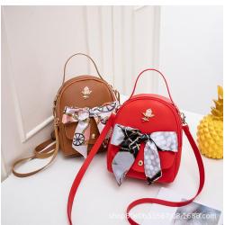 Bags for women ladies backpack 2024 factory wholesale small backpack fashion pu leather silk scarf shoulder bag