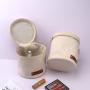 Round Portable Canvas Custom Women Bucket Cosmetic Bag Zipper Skincare Travel Cotton Canvas Makeup Cosmetic Pouch
