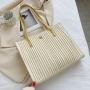 Large capacity bag for women 2024 New fashionable women's tote design texture match color shoulder shopping bag