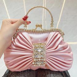 New handmade diamond studded bow dinner bag evening bags