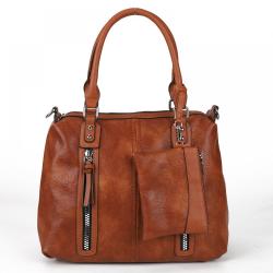 OEM ODM 2024 Wholesale Vegan Leather Purses And Handbags With Stylish Zippers Design For Trendy Women