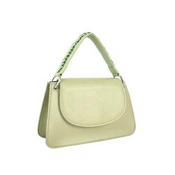 Summer leisure handbags for woman light green shoulder bag with woven handle elegant flap underarm bag