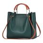 New 2023 Large Capacity Solid Color Printed Women's Bag Wooden Bead Bucket Fashion Pu High-grade Sense One Shoulder bag