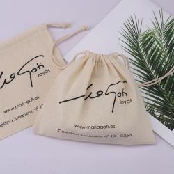 Custom Logo Printed Organic Cotton Muslin Shoe Bag Drawstring Recyclable Cotton Gift Packing Dust Pouch For Shoe