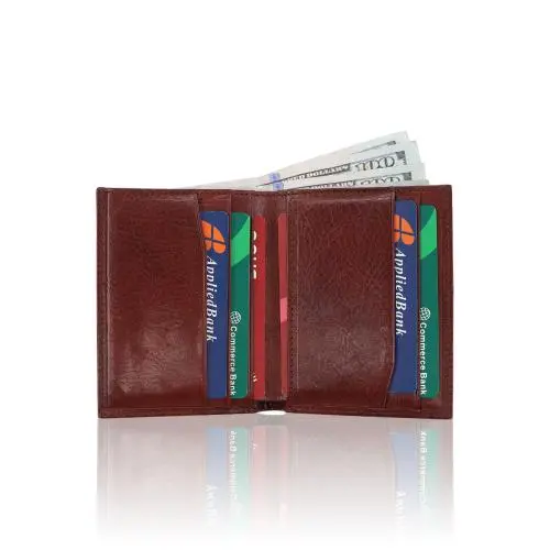 Custom leather wallet men card holder wallet rfid blocking slim men's leather wallet