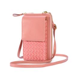Multifunctional PU woven pattern Crossbody Phone Bag for Women Purse Wallet zipper Shoulder Bag with Credit Card Slots carteras para mujer