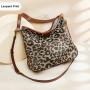 Women's Leopard Print Bag Designer Genuine Leather Shoulder Handbag Tote Bags
