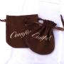 Custom Logo Printed Ellipse Cotton Linen Gift Drawstring Packaging Bag  Brown Candle Cosmetic Cotton Dust Pouch