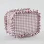 Women Designer Wholesale Custom Logo Weekly Ideas Spring Portable Gingham Cosmetic Pouch Toiletry Bag Ruffle Cosmetic Bag