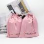 Pink Hair Extension Packaging Satin Pouch Custom Logo Printed Large Satin Drawstring Dust Shopping Clothes Bag