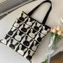 Cute Rabbit New Canvas Bag Women's Shoulder Large Capacity Student School Bag Handbag Zipper Japanese Korean Style Tote Bag