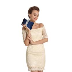 High Quality Blue Satin Square shiny Crystal Clutch Bag High Quality Diamond Sequins Dinner Banquet Party Clutch Bag 2024