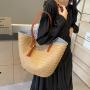 New Design Striped Zipper Tassels Straw Beach Bag Summer Friendly Handwoven Shoulder Purse Women Large Travel Tote Bag 2024