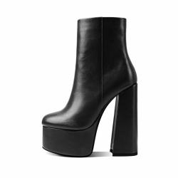 2023 Bottes Femme Fashion Designer Ladies Round Toe Super High Chunky Heel Short Boots Women Thick Platform Ankle Booties