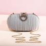 Wholesale new annular box purse women chain shoulder glitter fabric box clutch evening bags champagne shiny wrinkle clutch bag pochette femme