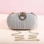 Wholesale new annular box purse women chain shoulder glitter fabric box clutch evening bags champagne shiny wrinkle clutch bag pochette femme
