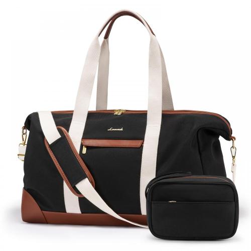 LOVEVOOK Stylish 2pc Waterproof Sports Gym Duffel Bag with Wet Pocket Weekender Overnight Bag & Toiletry Pouch Travel Duffle Bag