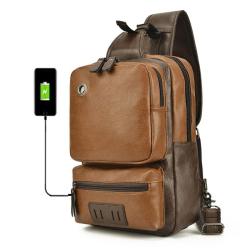ZR868 Man Chest Bag PU Waterproof Shoulder Bag Sports Travel Crossbody Leisure Solid Color Print logo Business High Quality Bag