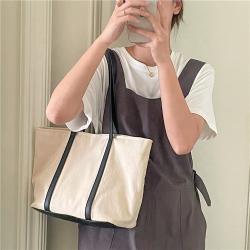 New design Leather decoration sling bags wholesale Casual girl fashion shoulder bag Large capacity shopping tote canvas bag