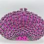 Handmade luxury women purse with hollowed out metal diamond bag bridal green fan shaped rhinestone evening bags
