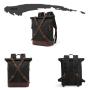 Factory high quality waxed canvas Retro Leather roll top rucksack casual computer bag travel school laptop backpacks for men