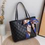 2024 Trendy Large Capacity Diamond Embroidery Tote Bag Simple Silk Scarf Shoulder Bucket Bag Women Fashionable Large Capacity