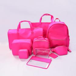 Large Capacity Customizable Logo Travel Storage Bag Macaron Candy Color New Hot Pink Nylon Backpack