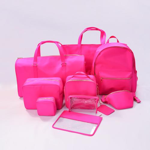 Large Capacity Customizable Logo Travel Storage Bag Macaron Candy Color New Hot Pink Nylon Backpack