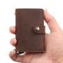 Wholesale Cowhide Leather Aluminum Mens Wallet Crazy Horse Leather Metal Wallet RFID Pop Up Card Holder Wallet