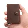Wholesale Cowhide Leather Aluminum Mens Wallet Crazy Horse Leather Metal Wallet RFID Pop Up Card Holder Wallet