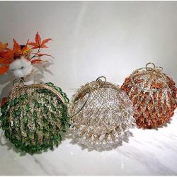 Hot selling handwoven acrylic beaded handbag spherical evening bag fashion women's bag handbag