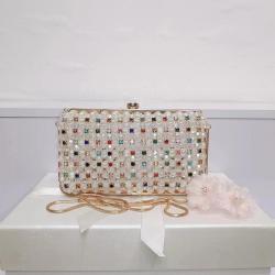 New arrival handmade beading woven pearls handbag crossbody women's bag banquet bag shiny formal dress evening bagsfor women