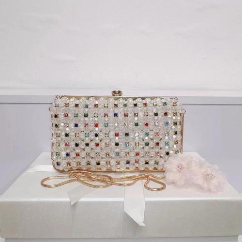 New arrival handmade beading woven pearls handbag crossbody women's bag banquet bag shiny formal dress evening bagsfor women