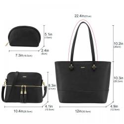 LOVEVOOK 3pc/set designer ladies handbags and purses shopping shoulder bag crossbody bag office travel luxury women tote bags